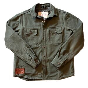 Tobacco Motorwear Riding Shirt Mens Sz Medium Green Kevlar Lined USA Made *FLAW*
